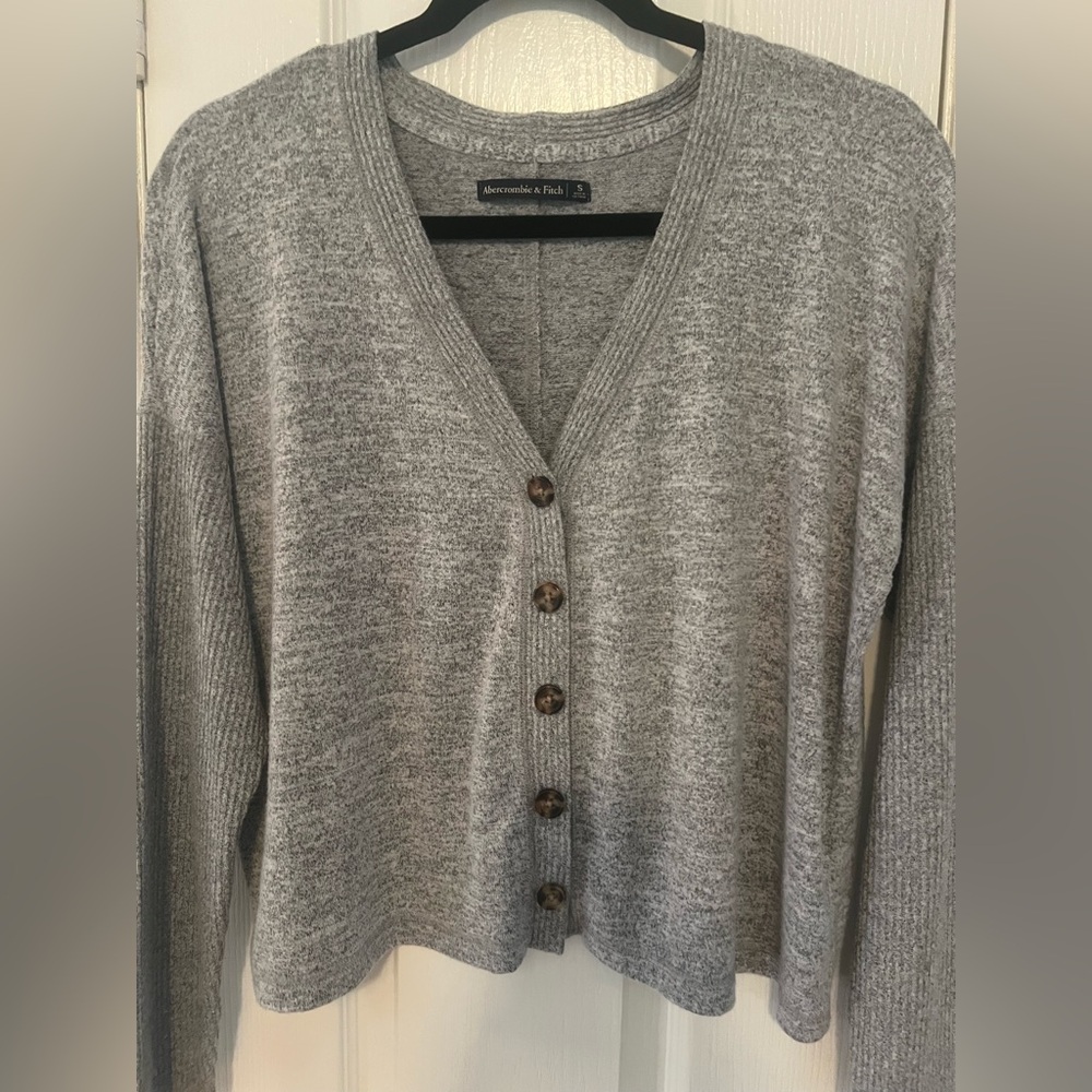Abercrombie & Fitch Gray Cardigan Sweater